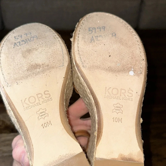 Michael Kors MK Espadrilles Wedge Sandals Shoes 10M Brown - Picture 11 of 12